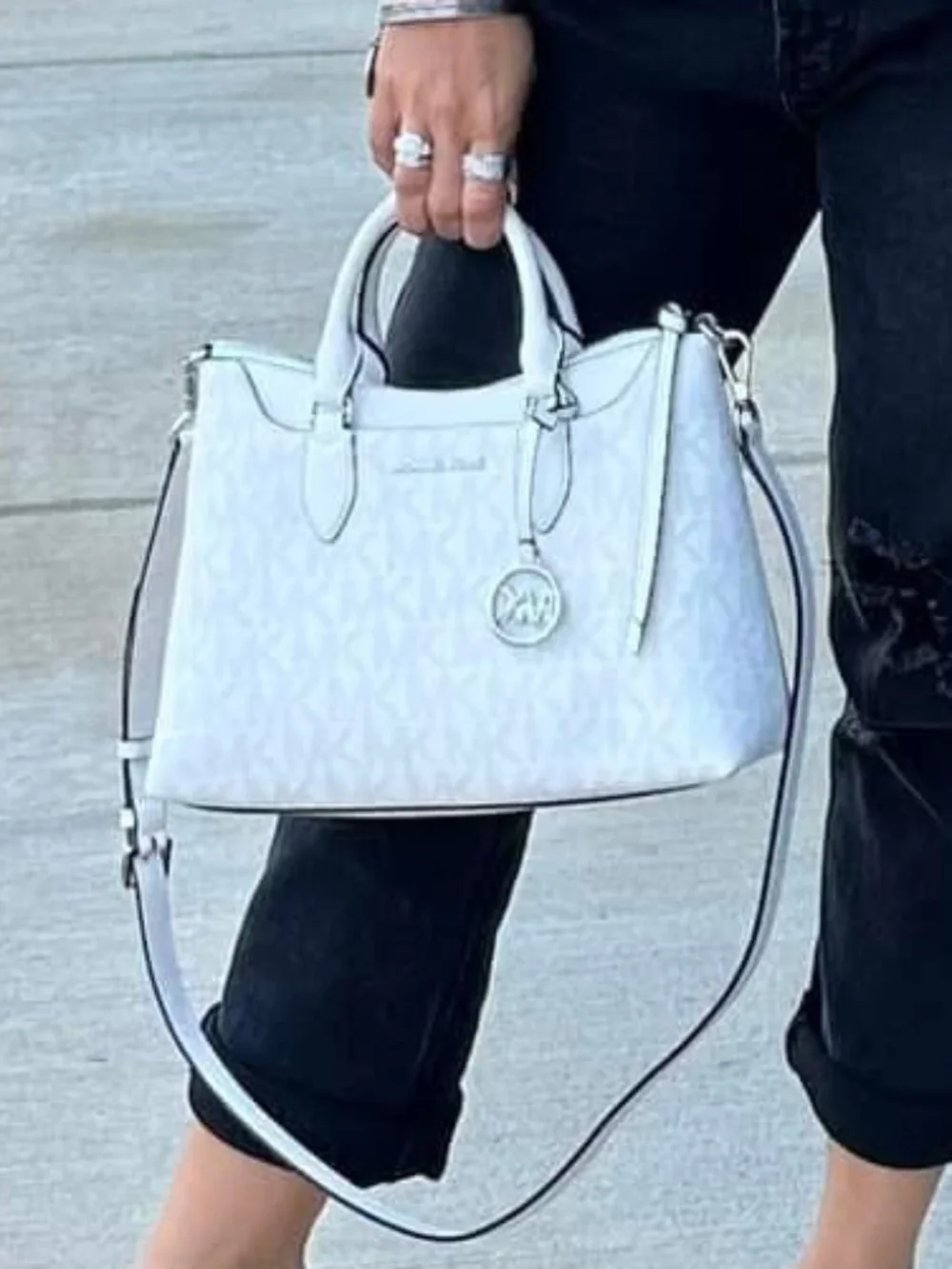 michael kors white handbag and cross body